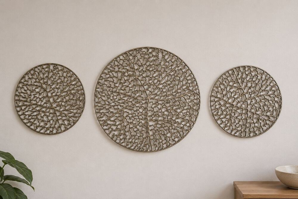 Set of 3 Silver Metal Decorative Centerpiece Bowls Openwork Coral Branch Design